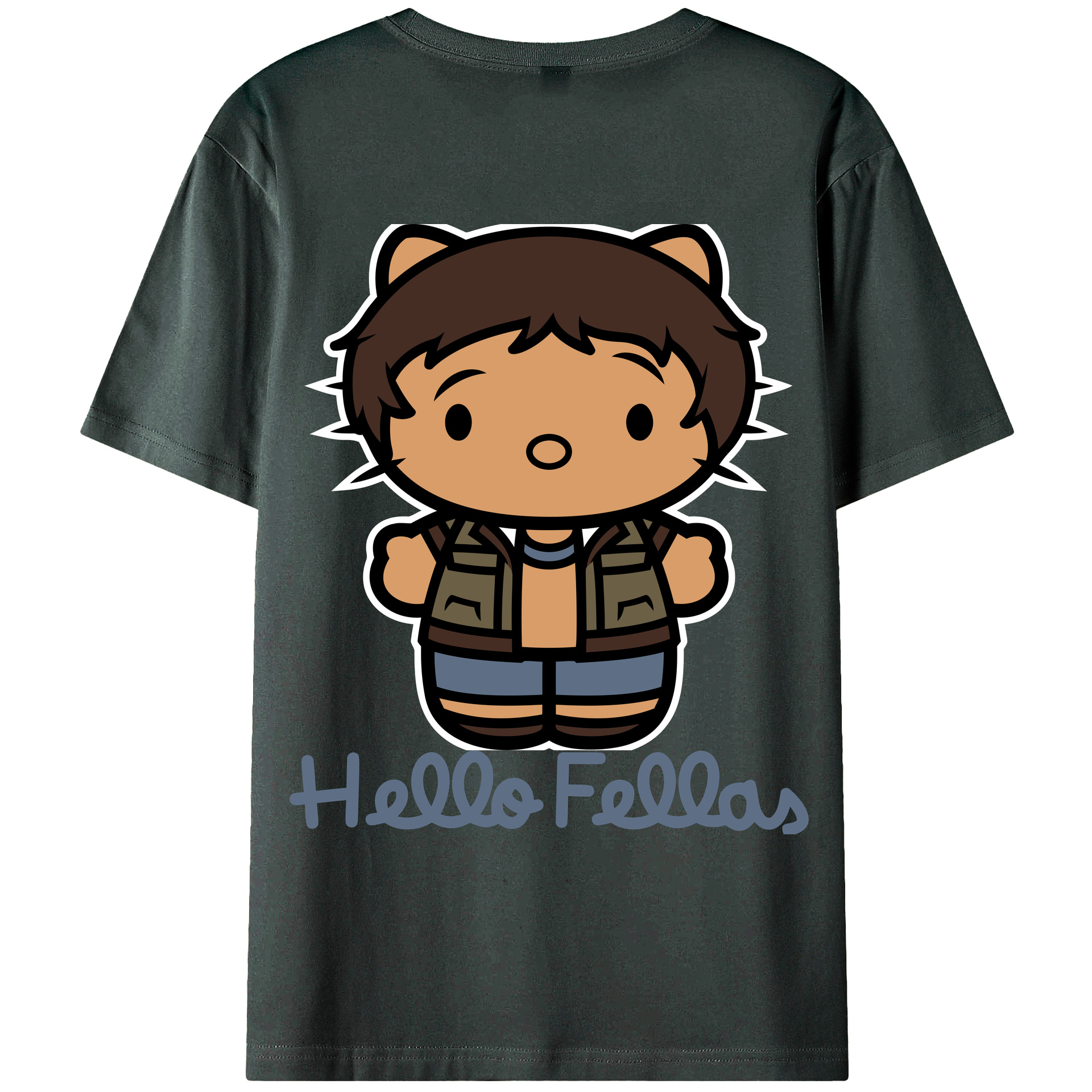 （画像用） Hello Kitty ハローキティ 綿100％ メンズ半袖Tシャツ（バックプリント） 通気性